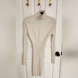 Moda: International white Bodycon Turtleneck Sweater Dress